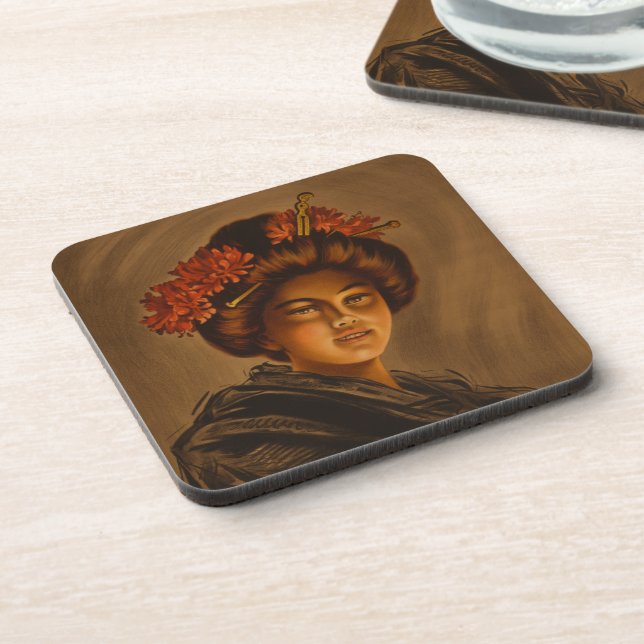 Karama: Japanese Romance Geisha Actress Beverage Coaster (Left Side)