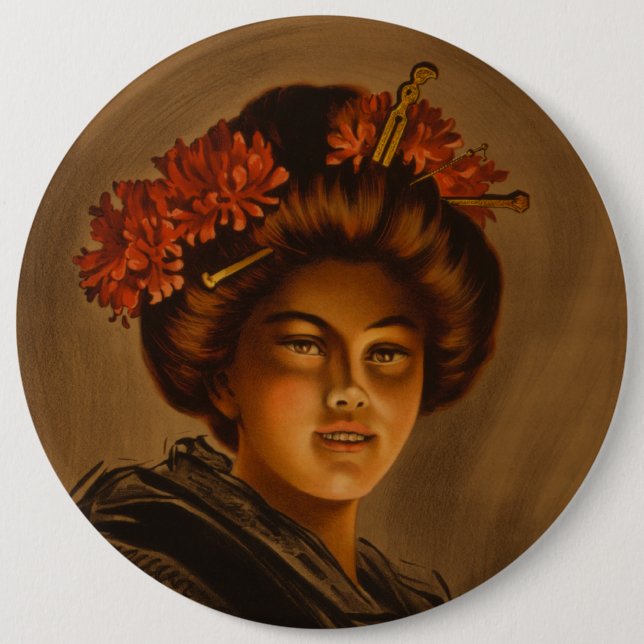 Karama: Japanese Romance Geisha Actress Button (Front)