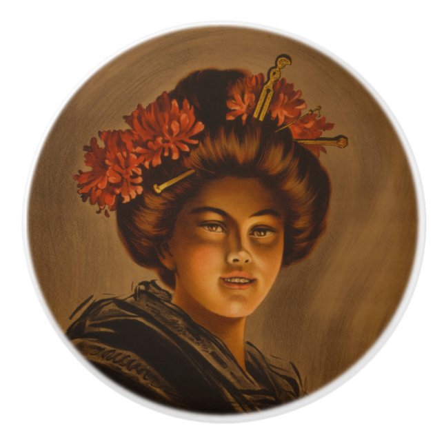 Karama: Japanese Romance Geisha Actress Ceramic Knob (Front)