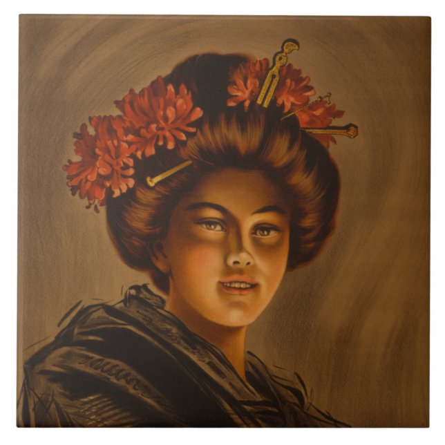 Karama: Japanese Romance Geisha Actress Ceramic Tile (Front)
