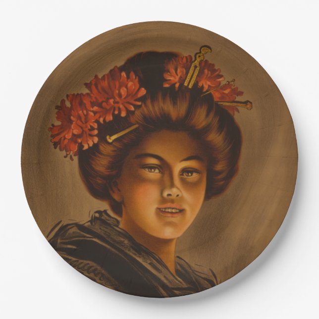 Karama: Japanese Romance Geisha Actress Paper Plates (Front)