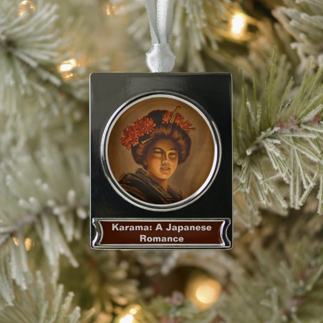 Karama: Japanese Romance Geisha Actress Silver Plated Banner Ornament (Tree)