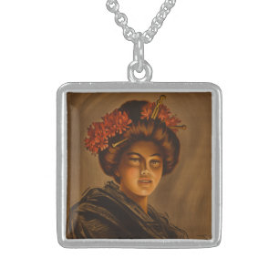 Karama: Japanese Romance Geisha Actress Sterling Silver Necklace