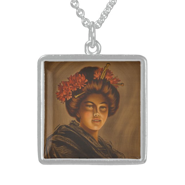 Karama: Japanese Romance Geisha Actress Sterling Silver Necklace (Front)