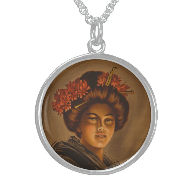 Karama: Japanese Romance Geisha Actress Sterling Silver Necklace (Front)