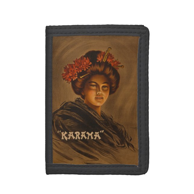 Karama: Japanese Romance Geisha Actress Trifold Wallet (Front Vertical)