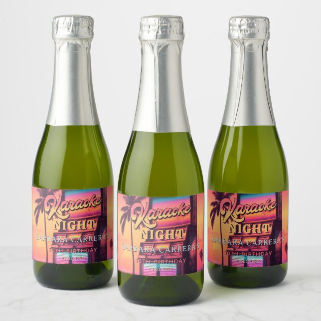 Karaoke 30th Birthday Retro Party Sparkling Wine Label (Bottles)