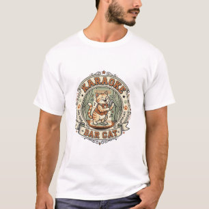 Karaoke Bar Cat Karaoke Bar Cat Vintage Vector Art T-Shirt