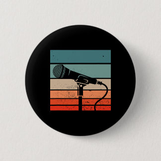 Karaoke Bar Vintage Microphone Singing Song Party Button