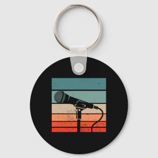 Karaoke Bar Vintage Microphone Singing Song Party Keychain
