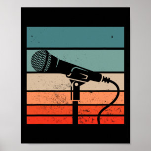 Karaoke Bar Vintage Microphone Singing Song Party Poster