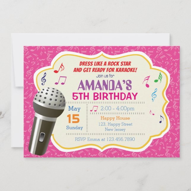Karaoke Birthday Invitation (Front)