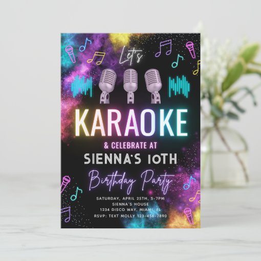 Karaoke Birthday Invitation | Karaoke Party | Zazzle