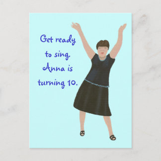 Karaoke birthday party invitations, postcards