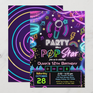 Karaoke Birthday Party like a Pop Star Invitation