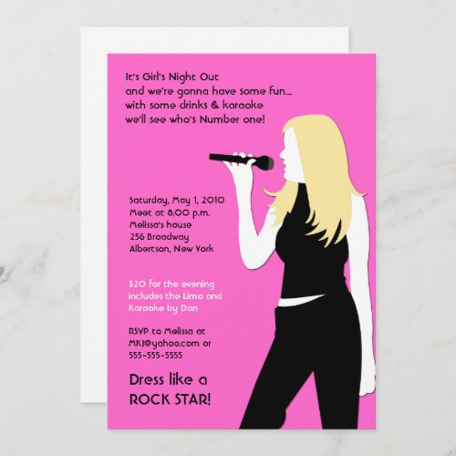 Karaoke Birthday Singing Teenager Teen Blonde Girl Invitation