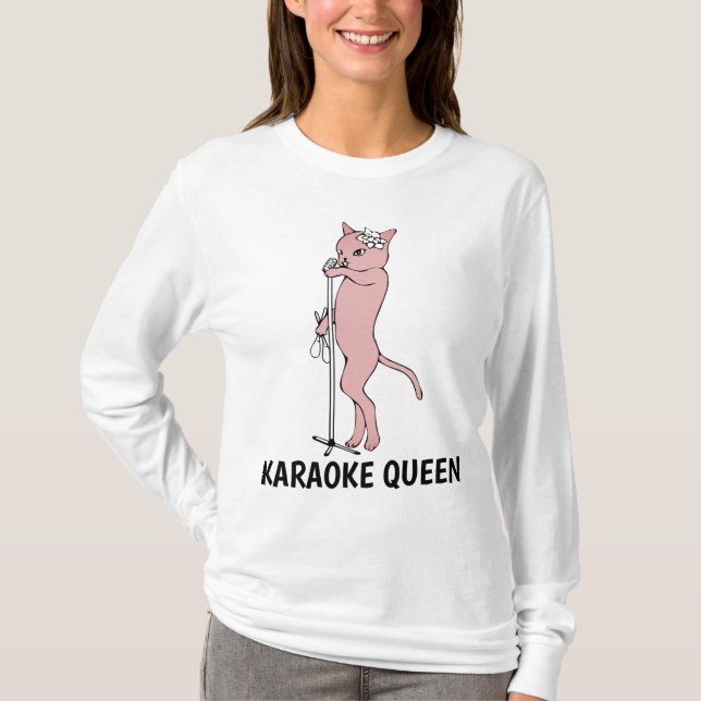 KARAOKE CAT Ladies T-shirts (Front)