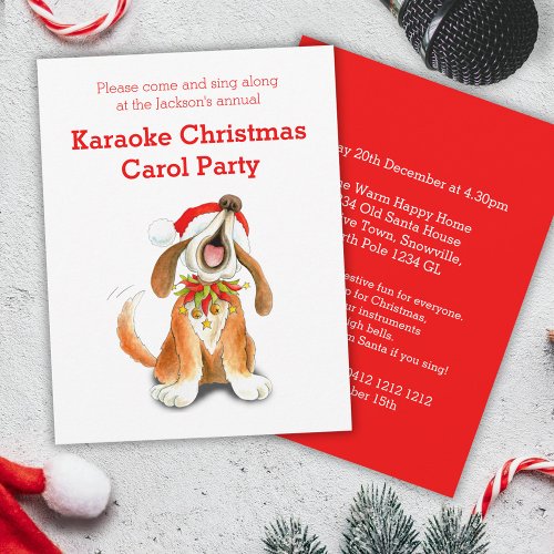 Karaoke Christmas carol party invitation