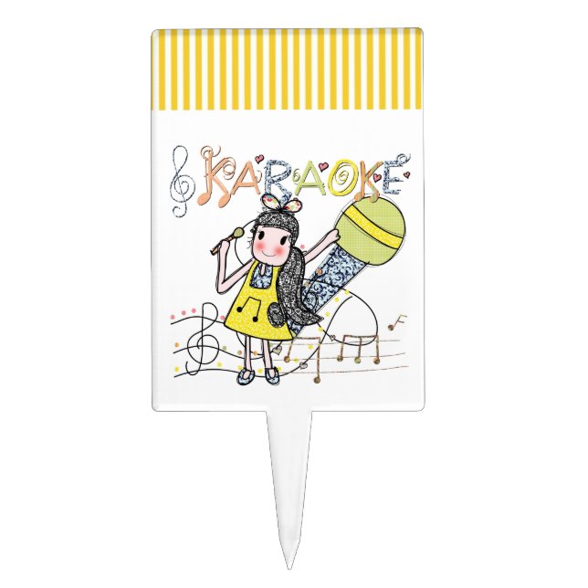 Karaoke Girl Cake Topper