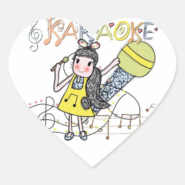 Karaoke Girl Heart Sticker (Front)
