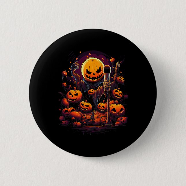 Karaoke Halloween Custom Graphic Tees For Men Wome Button (Front)