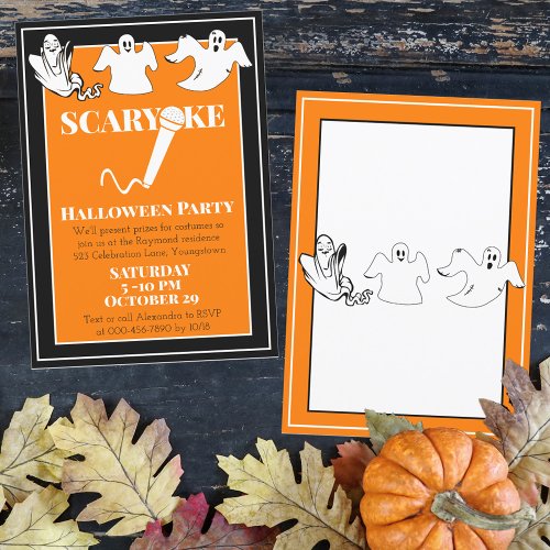 Karaoke Halloween Party Happy Ghosts Custom  Invitation