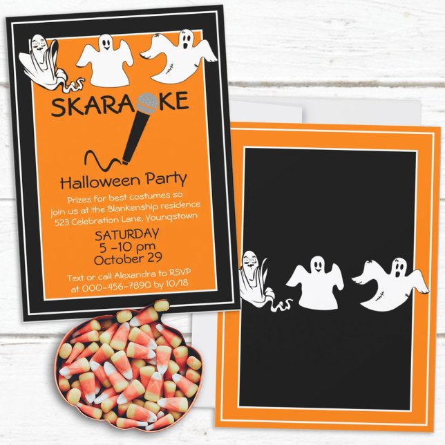Karaoke Halloween Party Happy Ghosts Custom Invitation (Creator Uploaded)