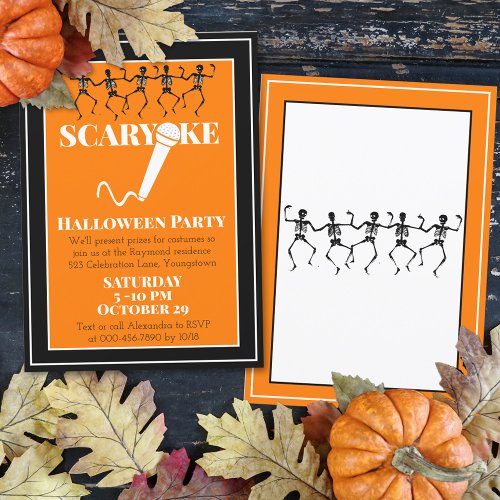 Karaoke Halloween Party Skeletons Custom Invitation