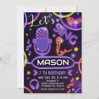 Karaoke Invitation, Music Karaoke Party Invitation