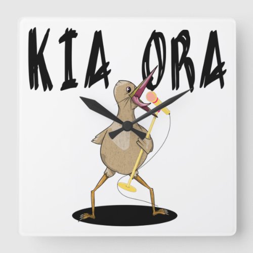 Karaoke Kiwi Square Wall Clock