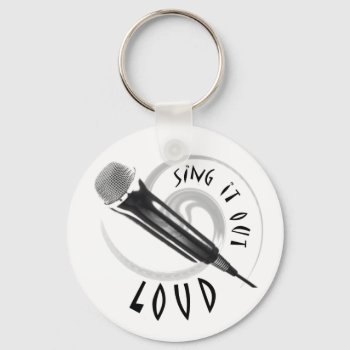 Karaoke Microphone Sing It Out Loud Keychain by RetroZone at Zazzle