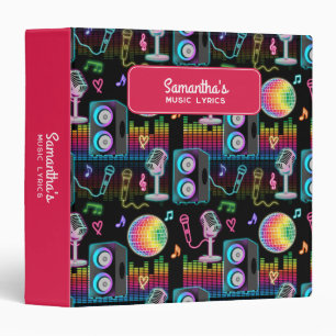 Karaoke Neon Glow Singing Music Lyrics 3 Ring Binder
