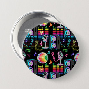 Karaoke Neon Glow Singing Music Party Button