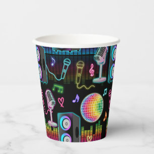 Karaoke Neon Glow Singing Music Party Paper Cups