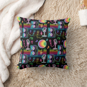 Karaoke Neon Glow Singing Music Party Throw Pillow