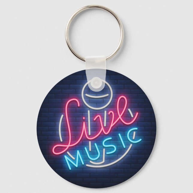Karaoke Neon Lighting Curved Word  Art Word Text Keychain (Front)