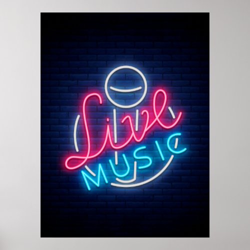 Karaoke Neon Lighting Curved Word  Art Word Text Poster
