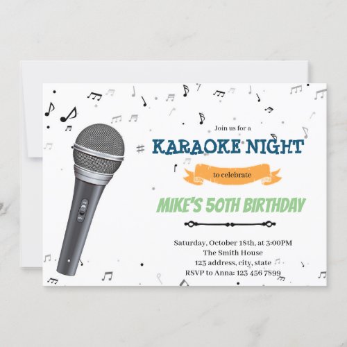 Karaoke night birthday Invitation