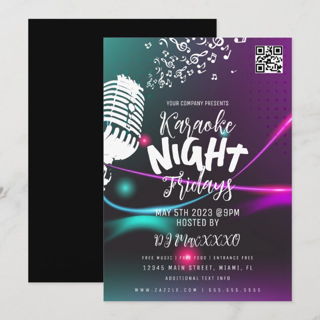 Karaoke Night Event Party Bar Club Flyer Invitation (Front/Back)