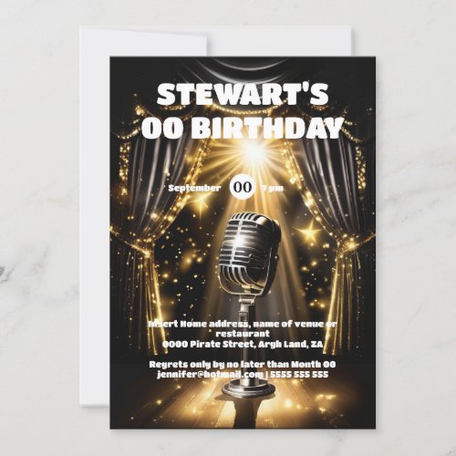 Karaoke night stars Hollywood black gold event Invitation