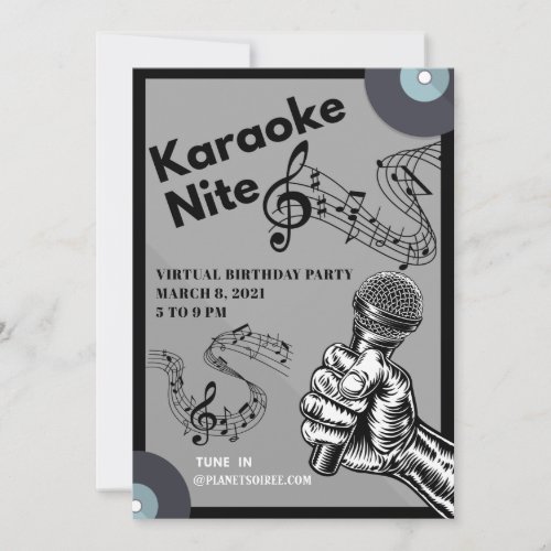 Karaoke Nite Birthday Invitation Card