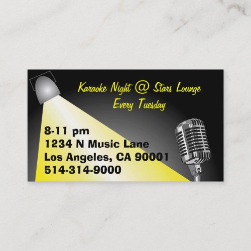 Karaoke Open Mic Night Business Card