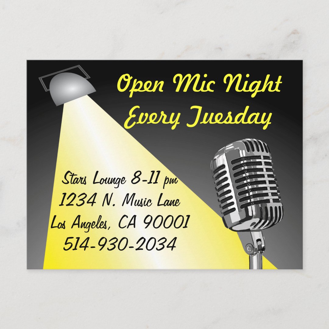 Karaoke/ Open Mic Night Postcard Zazzle