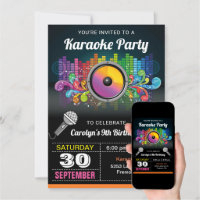 Gold Karaoke Party Flyer, Karaoke Invitation, Karaoke Birthday