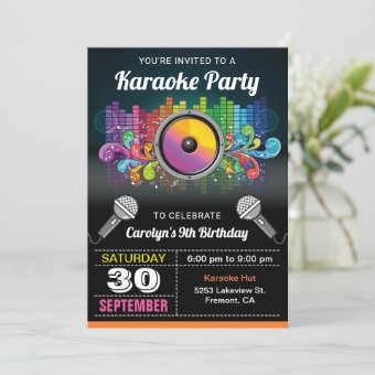 Karaoke Party | Colorful Music Birthday Invitation | Zazzle