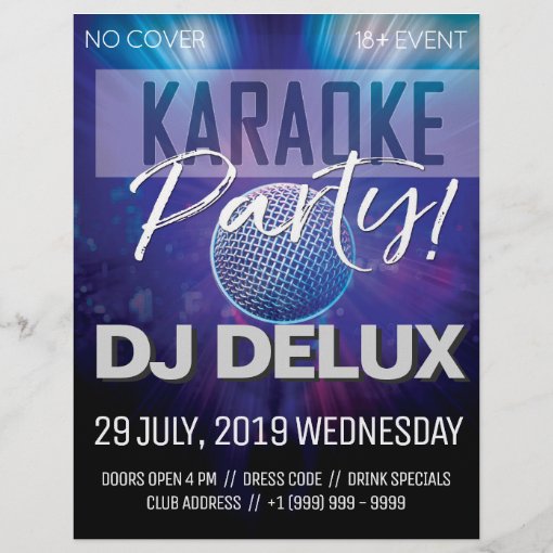 Karaoke Party DJ Club Flyer Zazzle
