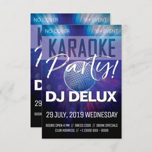 Karaoke Party  DJ  Club Flyer Invitation