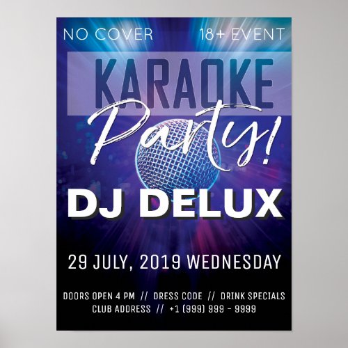 Karaoke Party  DJ  Club Flyer Poster