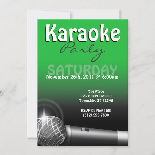 Karaoke Party Green Invitations