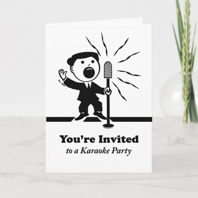 Karaoke Party Invitation, Vintage Singer at Mic Invitation | Zazzle